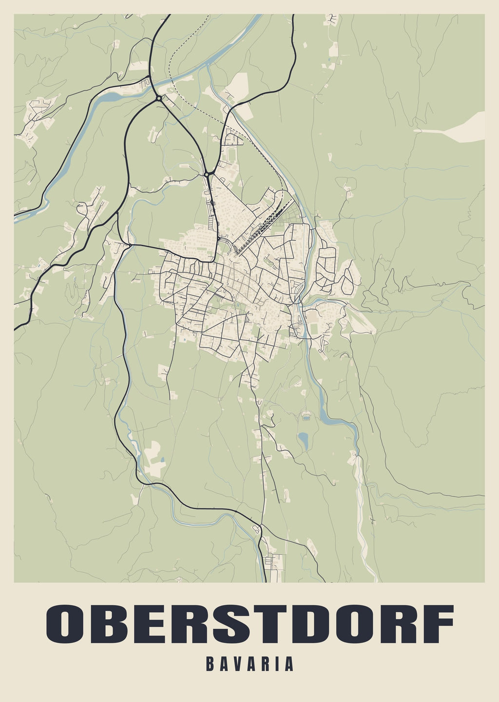 Street map poster of Oberstdorf, Bavaria