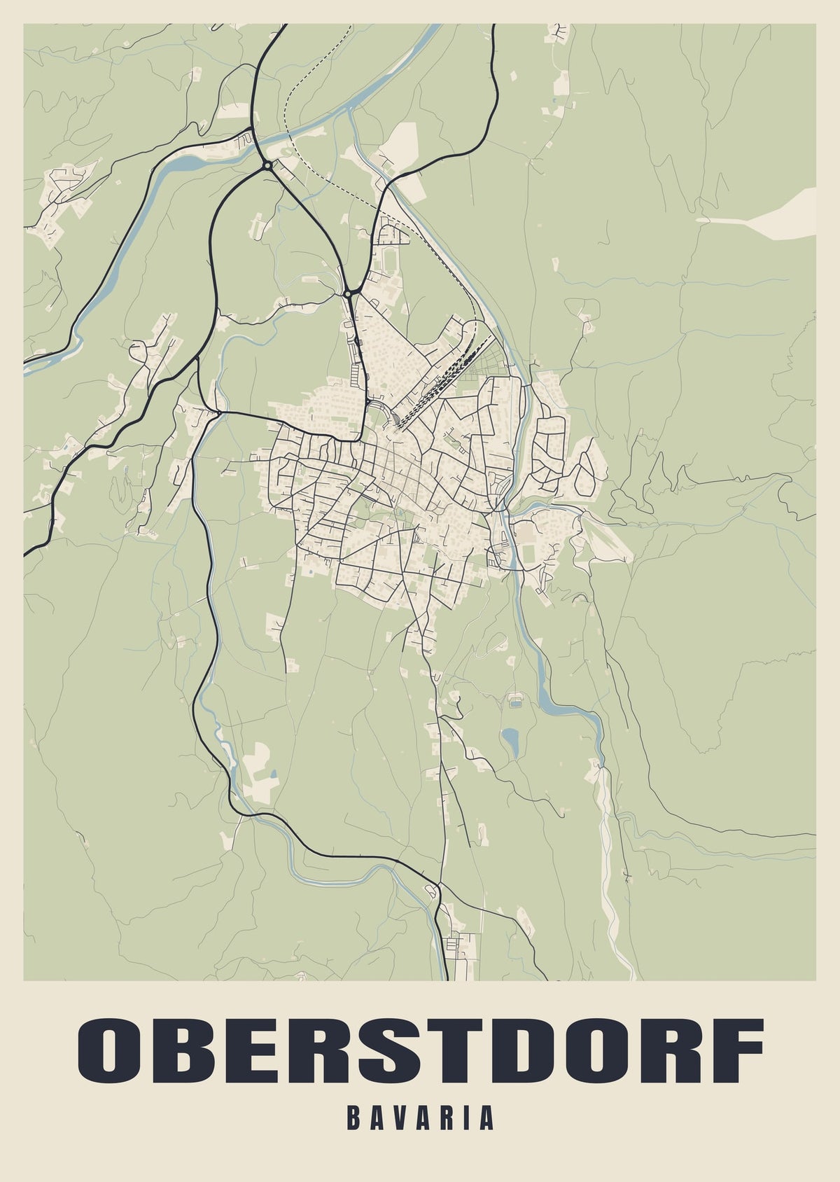 Street map poster of Oberstdorf, Bavaria