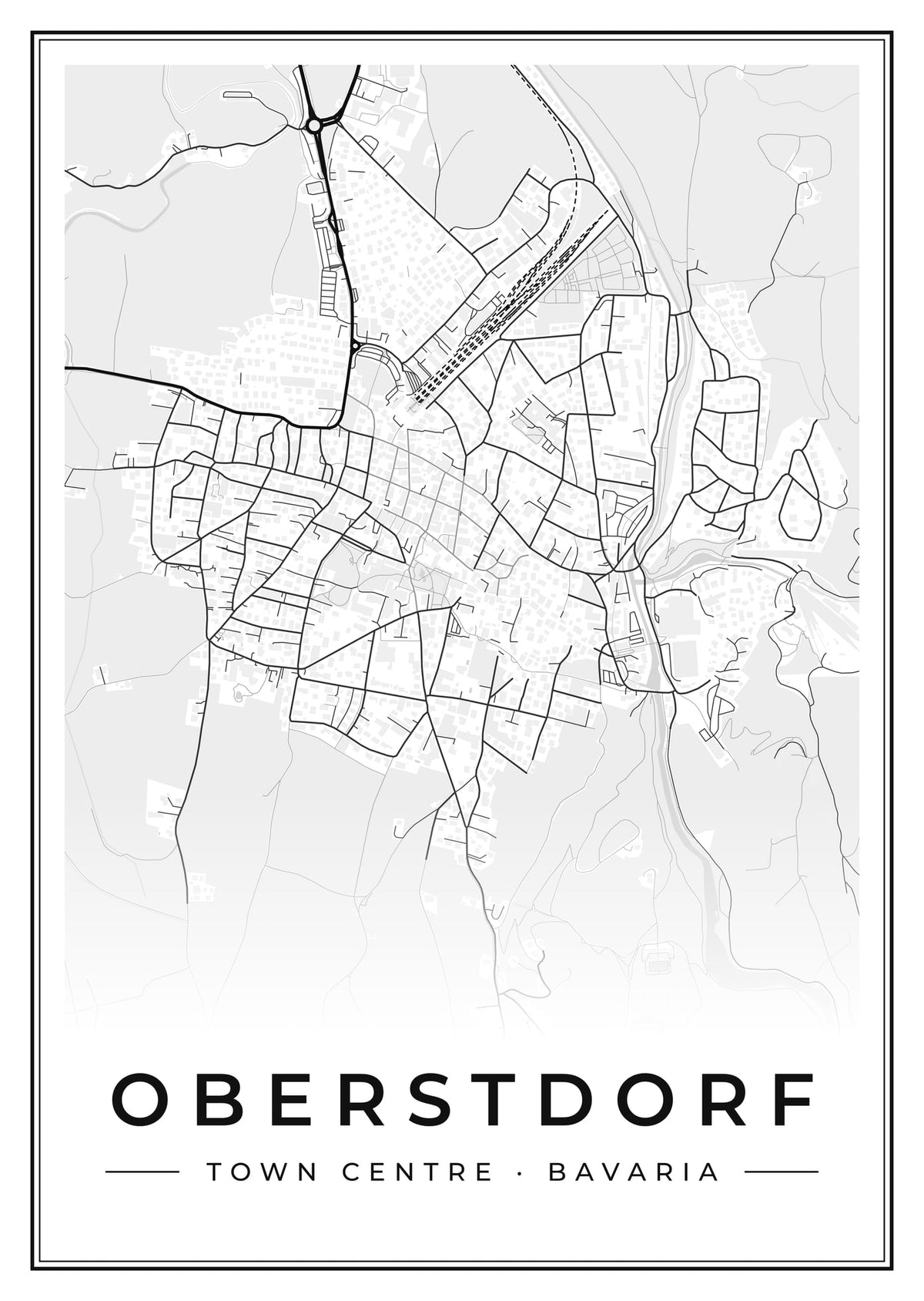 Street map poster of Oberstdorf town centre, Bavaria