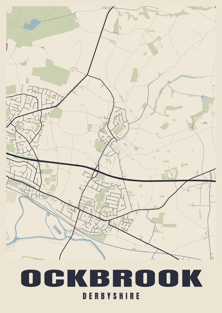 Ockbrook Street Map Poster