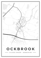 Street map poster of Ockbrook village centre, Derbyshire