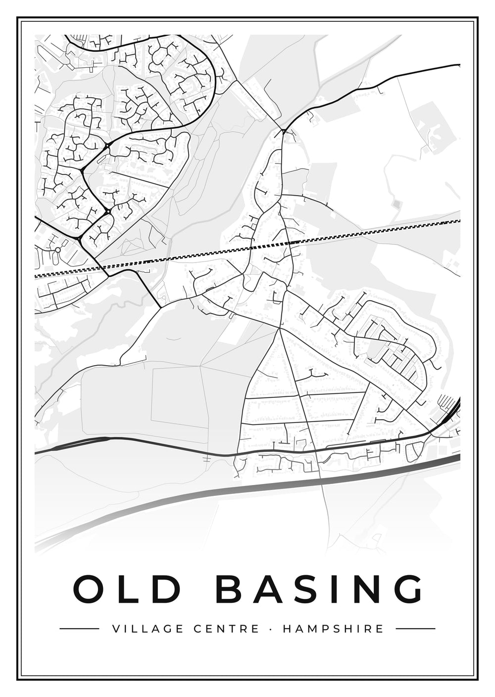 Old Basing Village Centre Street Map Poster