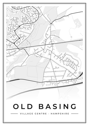 Old Basing Village Centre Street Map Poster