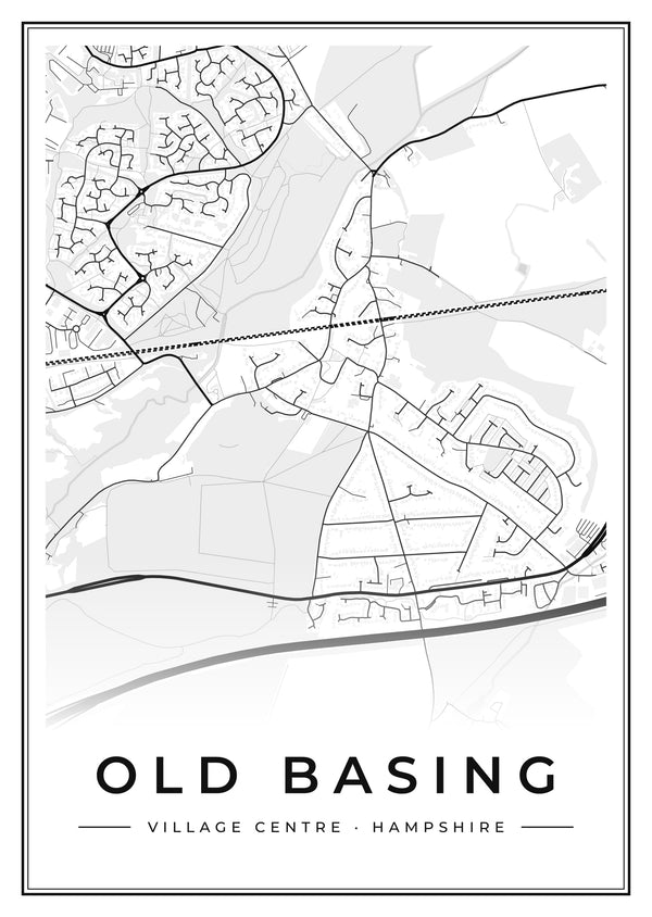 Old Basing Village Centre Street Map Poster