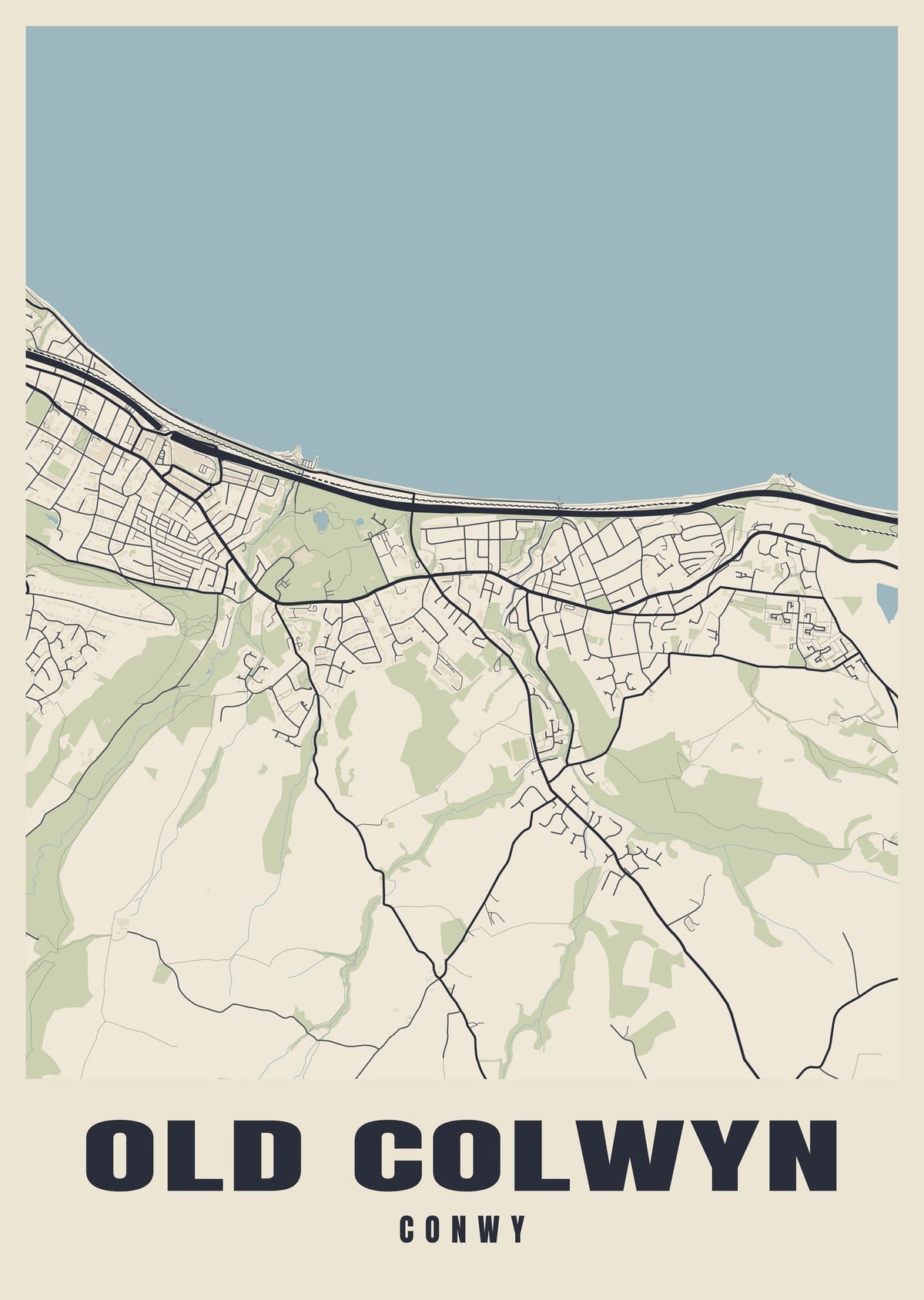 Street map poster of Old Colwyn, Conwy