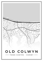 Street map poster of Old Colwyn town centre, Conwy