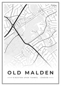 Street map poster of Old Malden, Kingston upon Thames, London