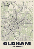 Street map poster of Oldham, Greater Manchester