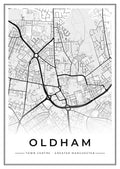 Street map poster of Oldham town centre, Greater Manchester