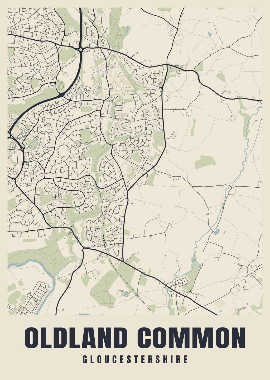Street map poster of Oldland Common, Gloucestershire