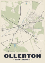 Street map poster of Ollerton, Nottinghamshire