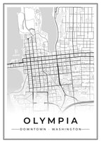 Street map poster of downtown Olympia, Washington