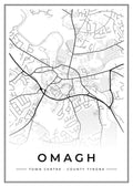 Street map poster of Omagh town centre, County Tyrone