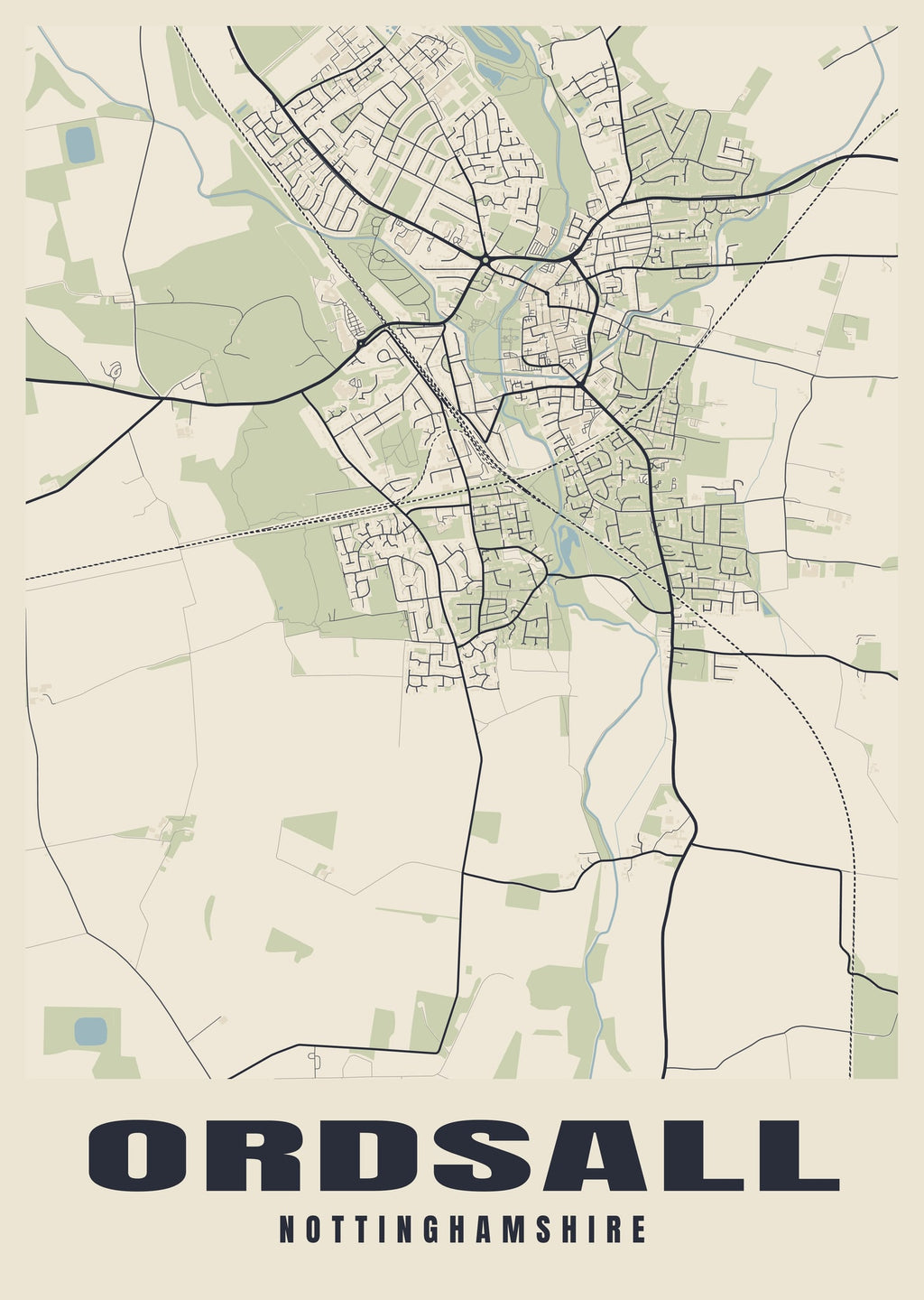Street map poster of Ordsall, Nottinghamshire