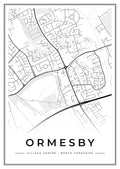 Street map poster of Ormesby village centre, North Yorkshire