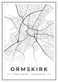 Street map poster of Ormskirk town centre, Lancashire
