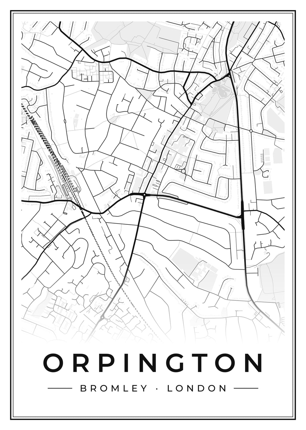 Street map poster of Orpington, Bromley, London