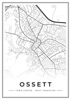 Street map poster of Ossett town centre, West Yorkshire