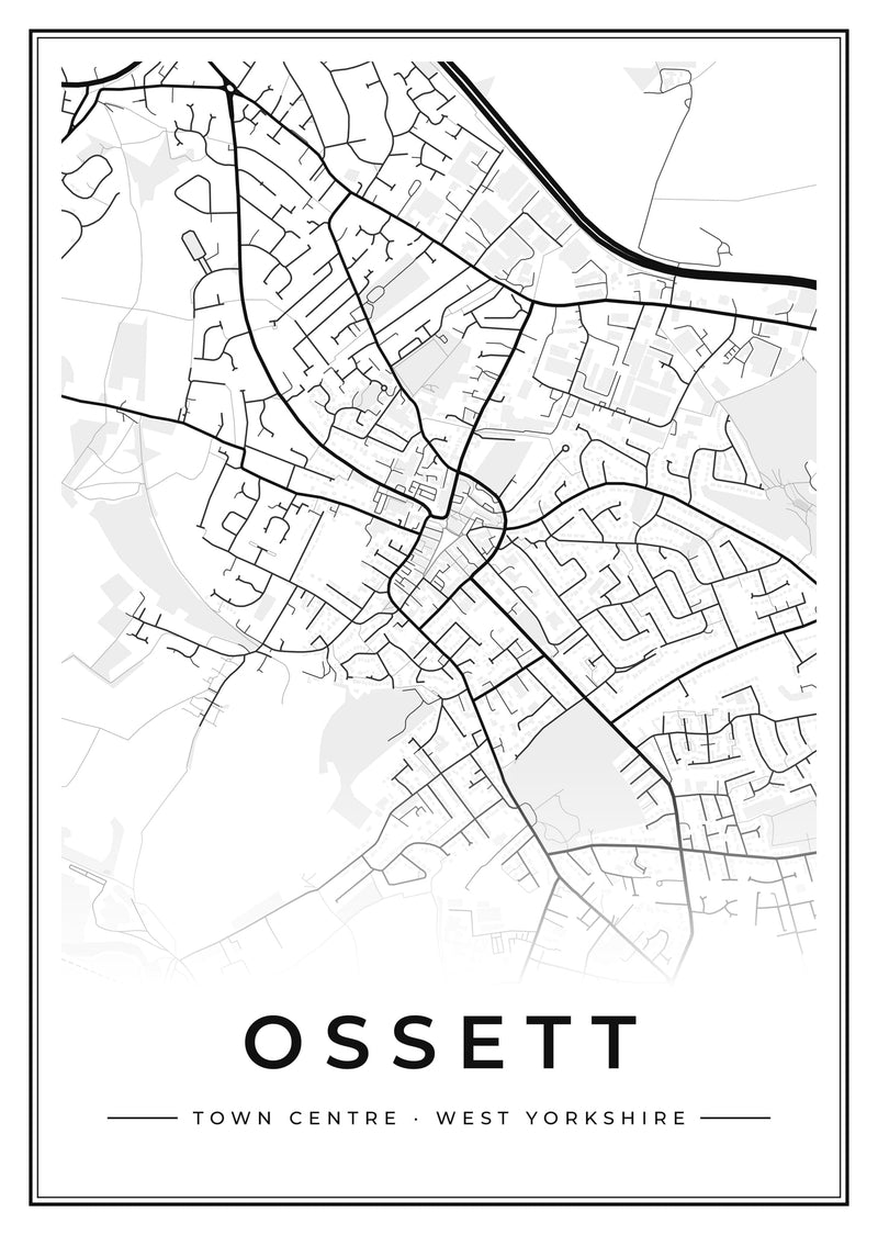 Ossett Town Centre Street Map Poster