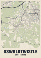Street map poster of Oswaldtwistle, Lancashire