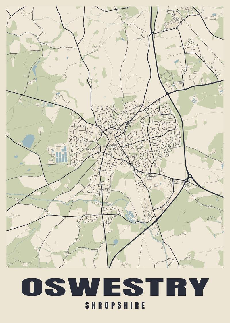 Oswestry Street Map Poster