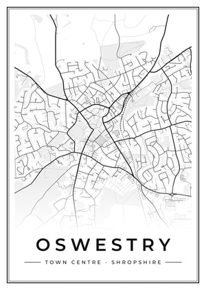 Oswestry Town Centre Street Map Poster