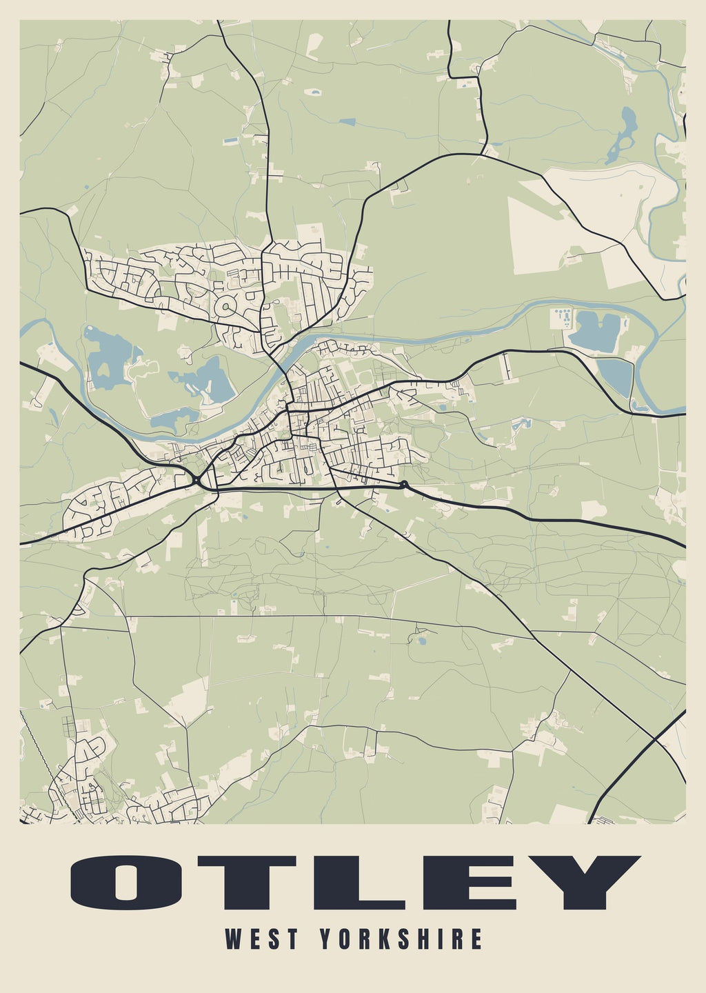 Street map poster of Otley, West Yorkshire