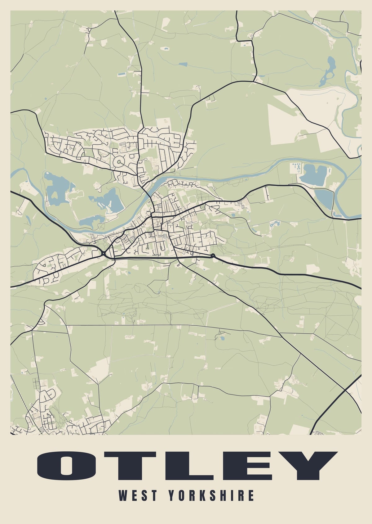 Street map poster of Otley, West Yorkshire