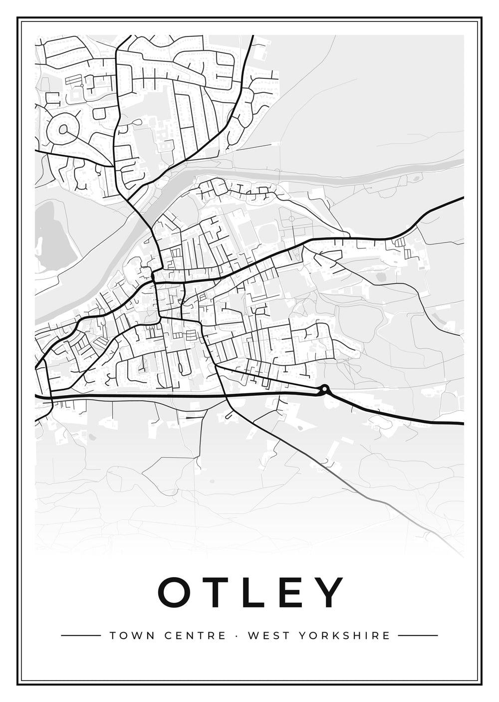 Otley Town Centre Street Map Poster