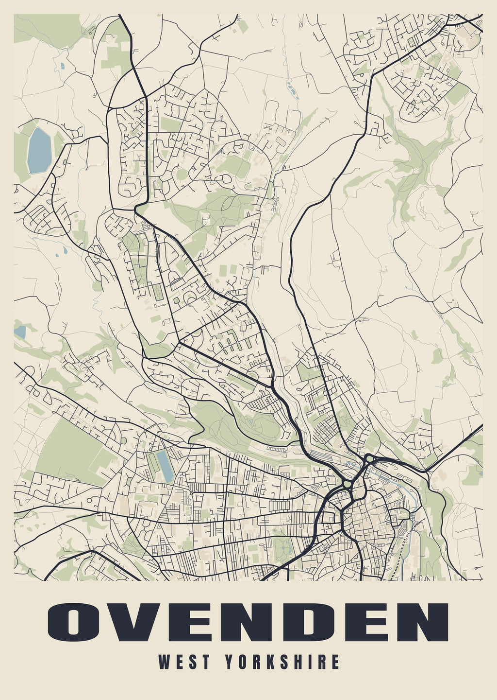 Street map poster of Ovenden, West Yorkshire
