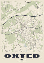 Street map poster of Oxted, Surrey