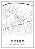 Street map poster of Oxted town centre, Surrey