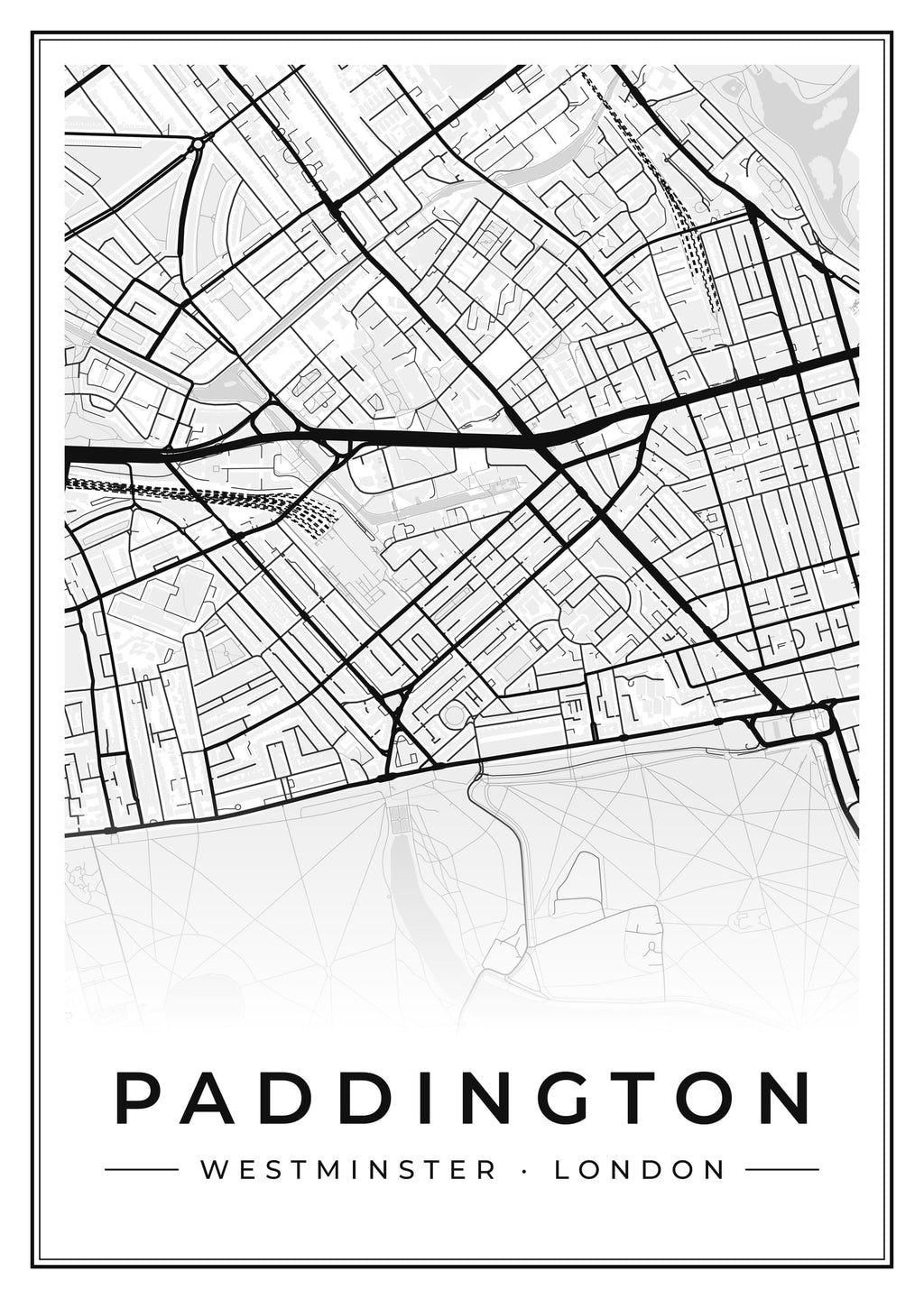 Street map poster of Paddington, Westminster, London
