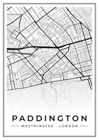 Street map poster of Paddington, Westminster, London