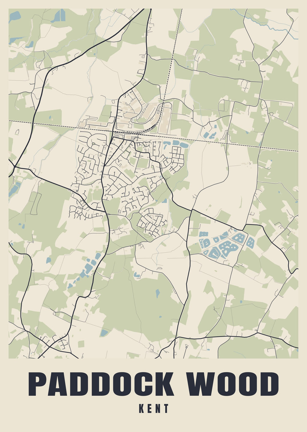 Street map poster of Paddock Wood, Kent
