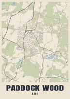 Street map poster of Paddock Wood, Kent