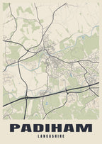 Street map poster of Padiham, Lancashire