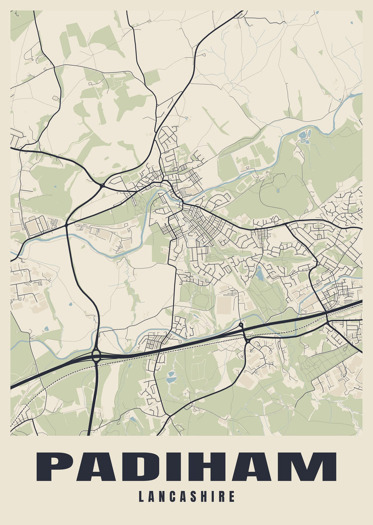 Padiham Street Map Poster