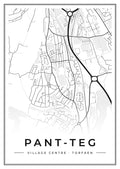 Street map poster of Pant-teg village centre, Torfaen