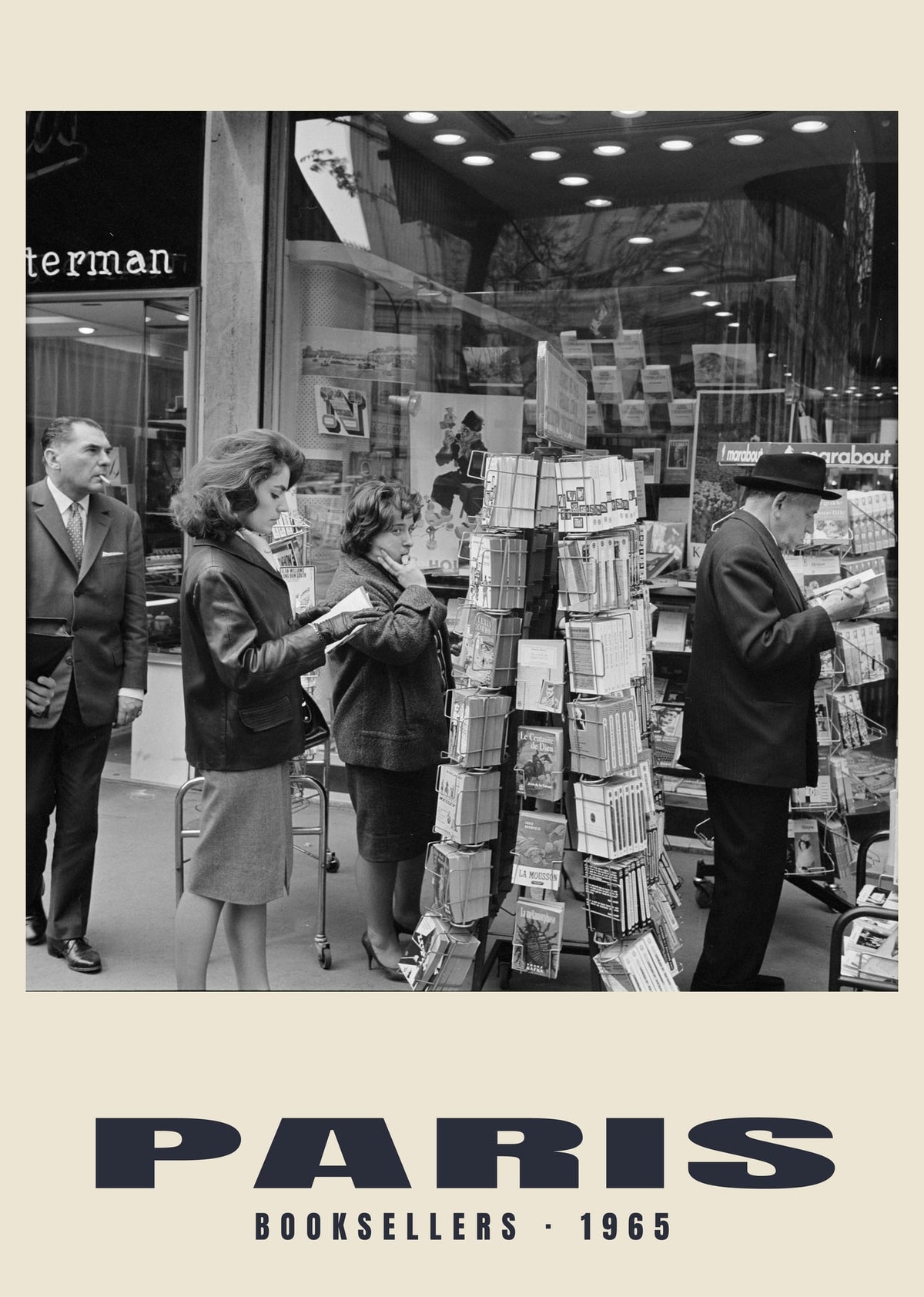 Księgarze, Paris, 1965 — Wydruk historycznej fotografii