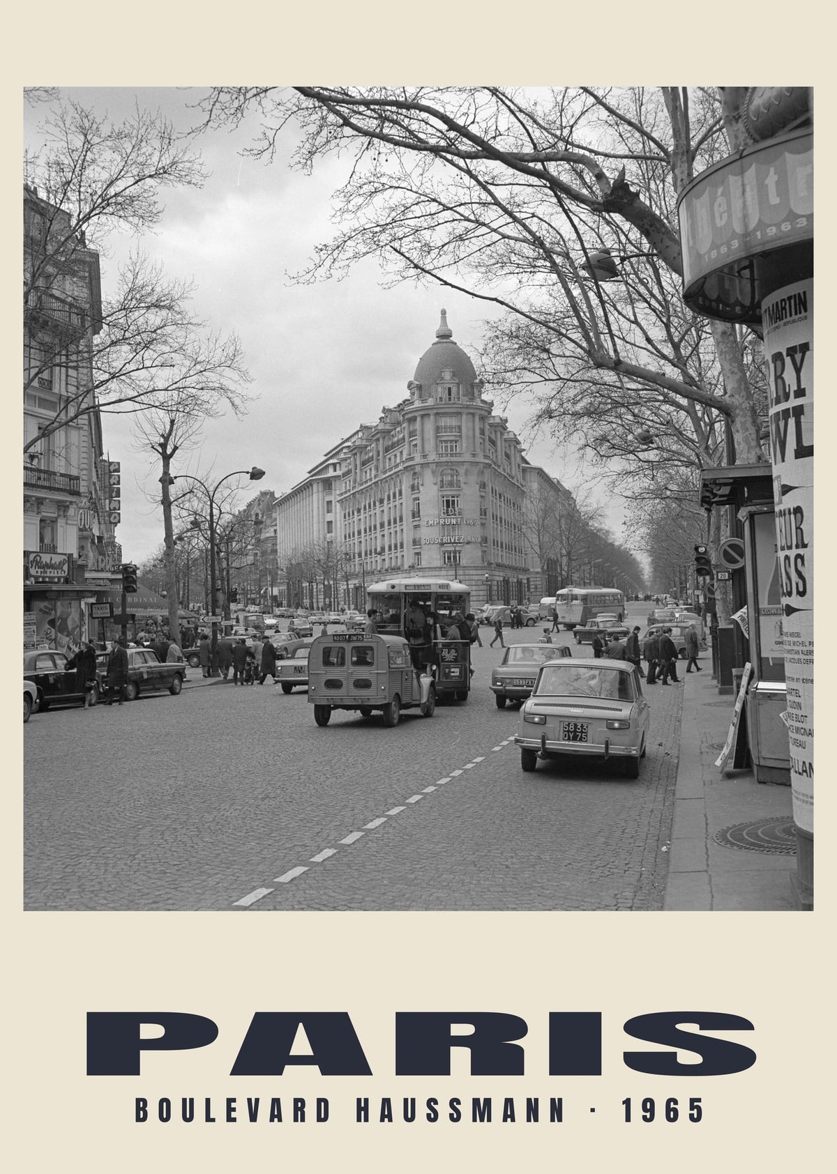 Boulevard Haussmann, Paris, 1965 — Historischer Fotodruck