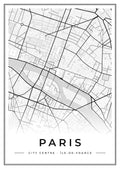 Street map poster of Paris city centre, Île-de-France