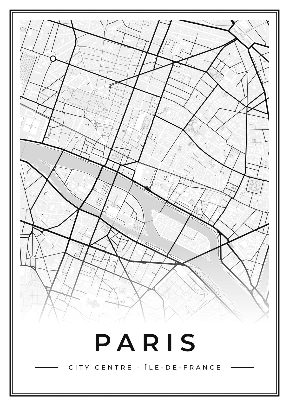 Street map poster of Paris city centre, Île-de-France