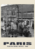 Place du Tertre, artyści, Paris, 1965 — Wydruk historycznej fotografii