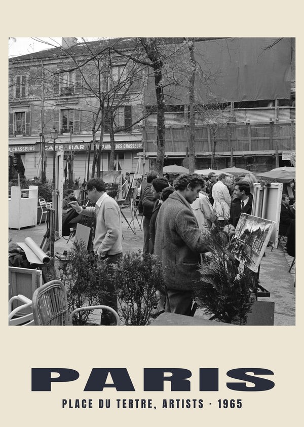 Place du Tertre, artyści, Paris — 1965 · Wydruk historycznej fotografii
