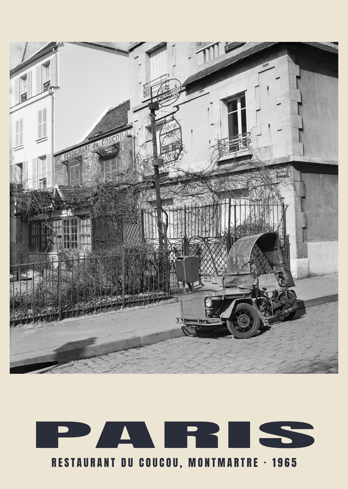 Restaurant du Coucou, Montmartre, Paris, 1965 — Historische fotoprint