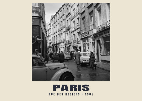 Rue des Rosiers, París — 1965 · Lámina de fotografía histórica