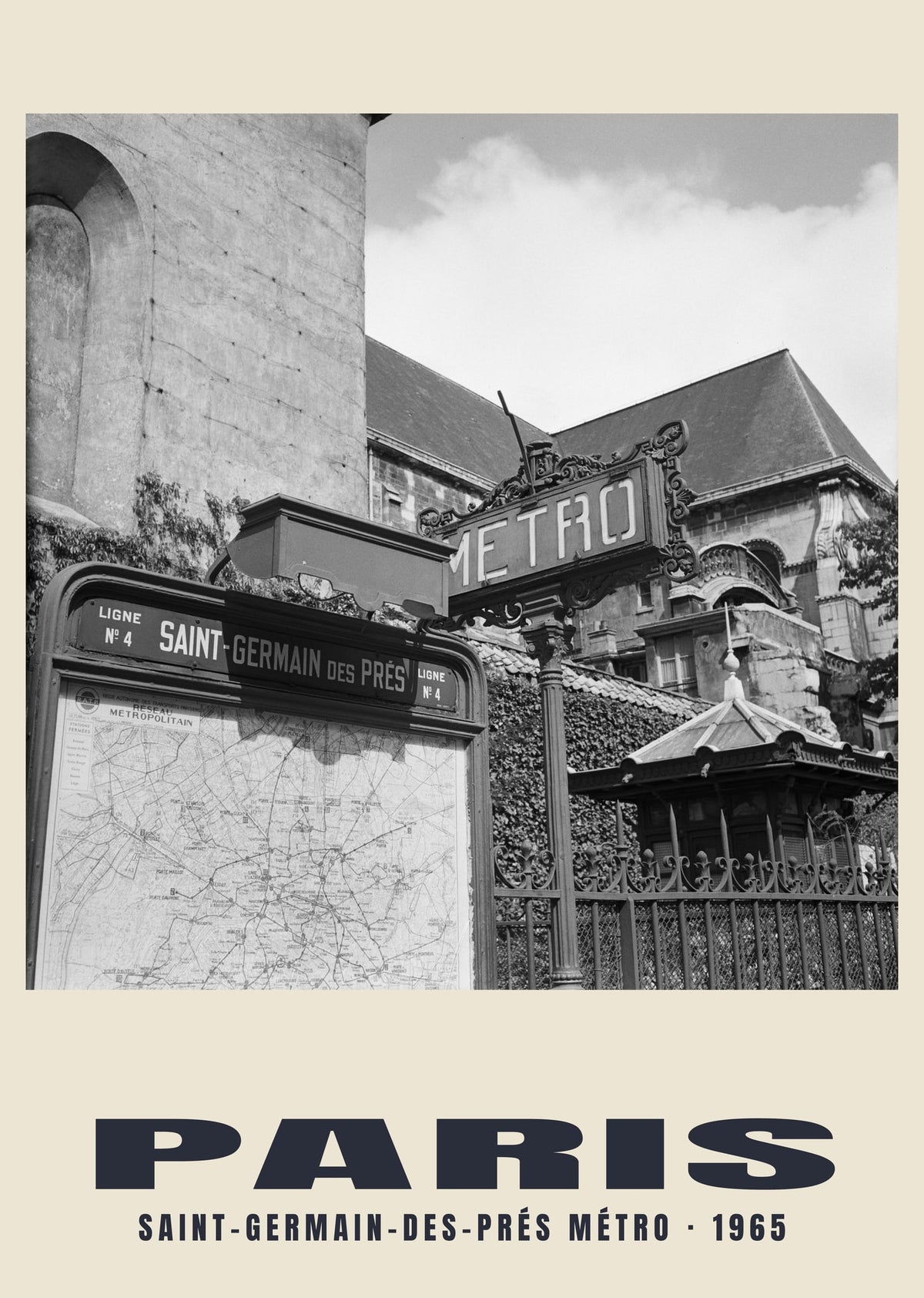 Saint-Germain-des-Prés Métro, Paris, 1965 — Stampa fotografica storica