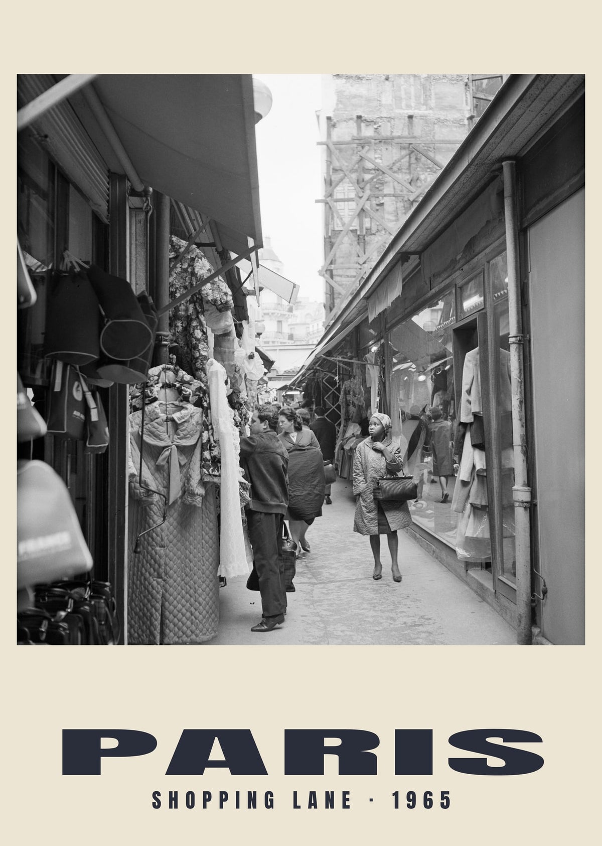 Uliczka handlowa, Paris, 1965 — Wydruk historycznej fotografii