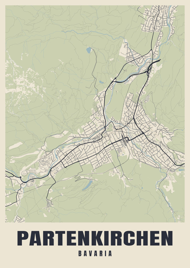 Partenkirchen Street Map Poster